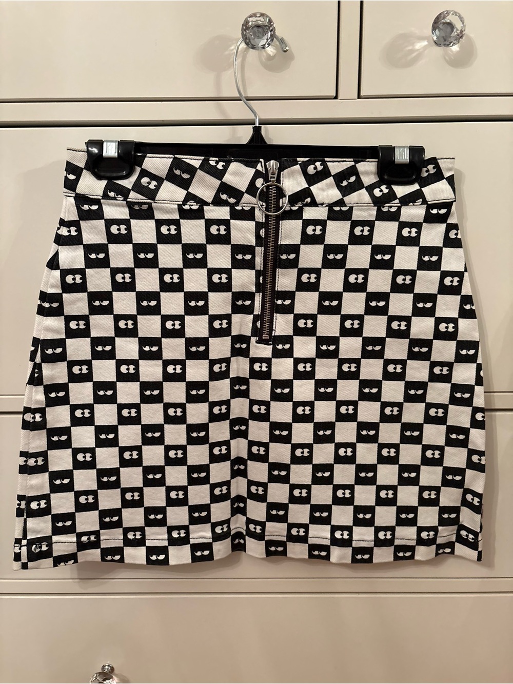 LAZY OAF x VANS Checkerprint Zip-Front Mini Skirt